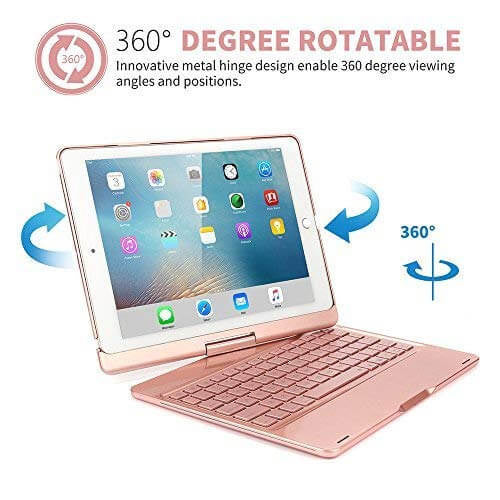 iPad 10.2-inch (2020/2021) Toetsenbord Case Draaibaar Zwart Roze