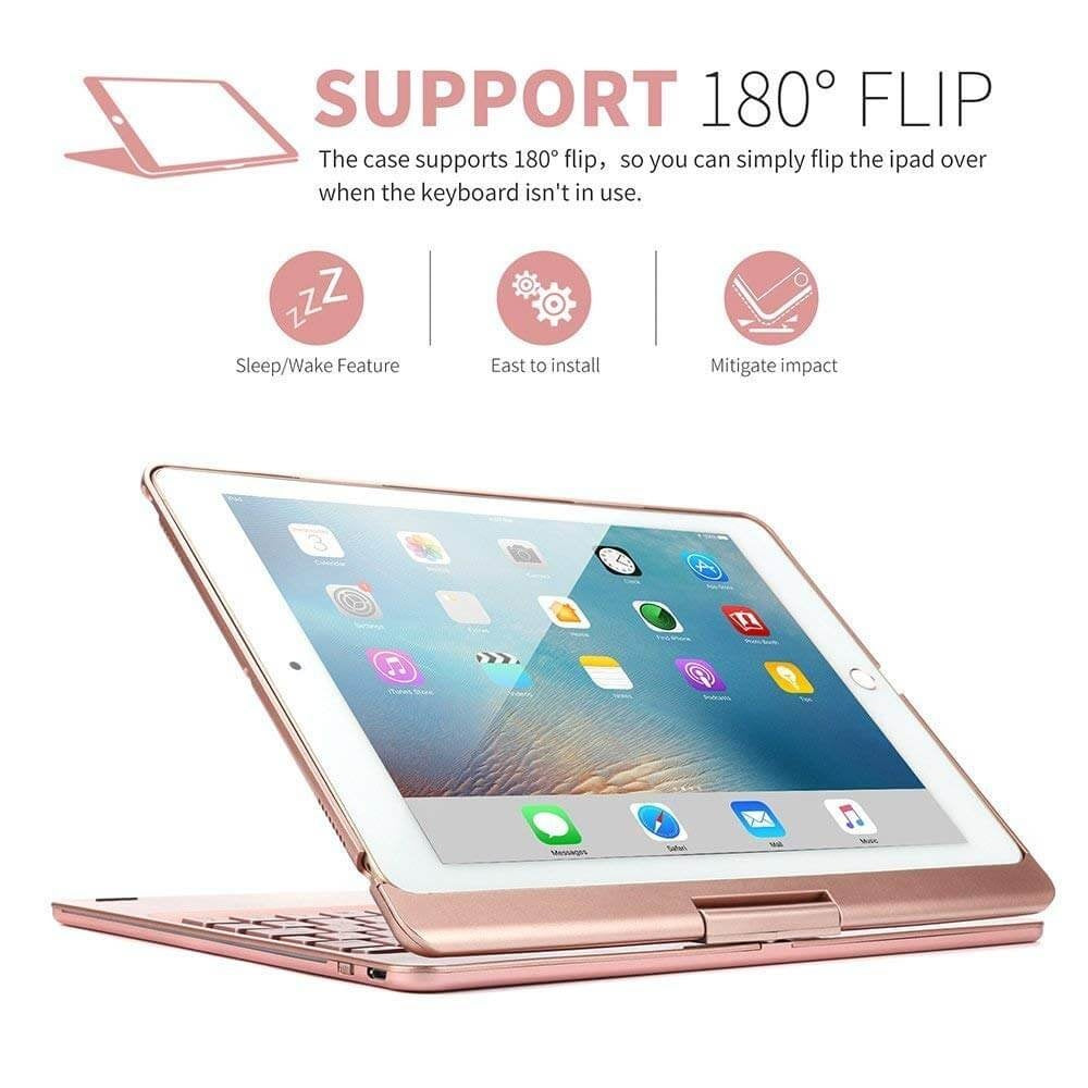 iPad 10.2-inch (2020/2021) Toetsenbord Case Draaibaar Zwart Roze