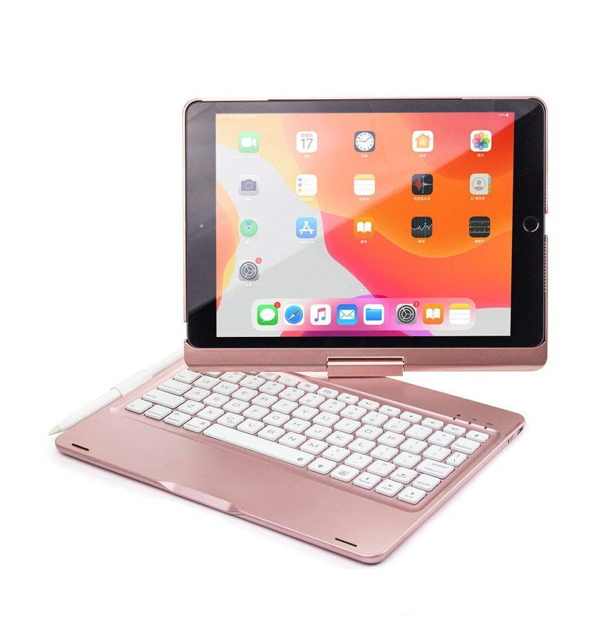 iPad 10.2-inch (2020/2021) Toetsenbord Case Draaibaar Zwart Roze