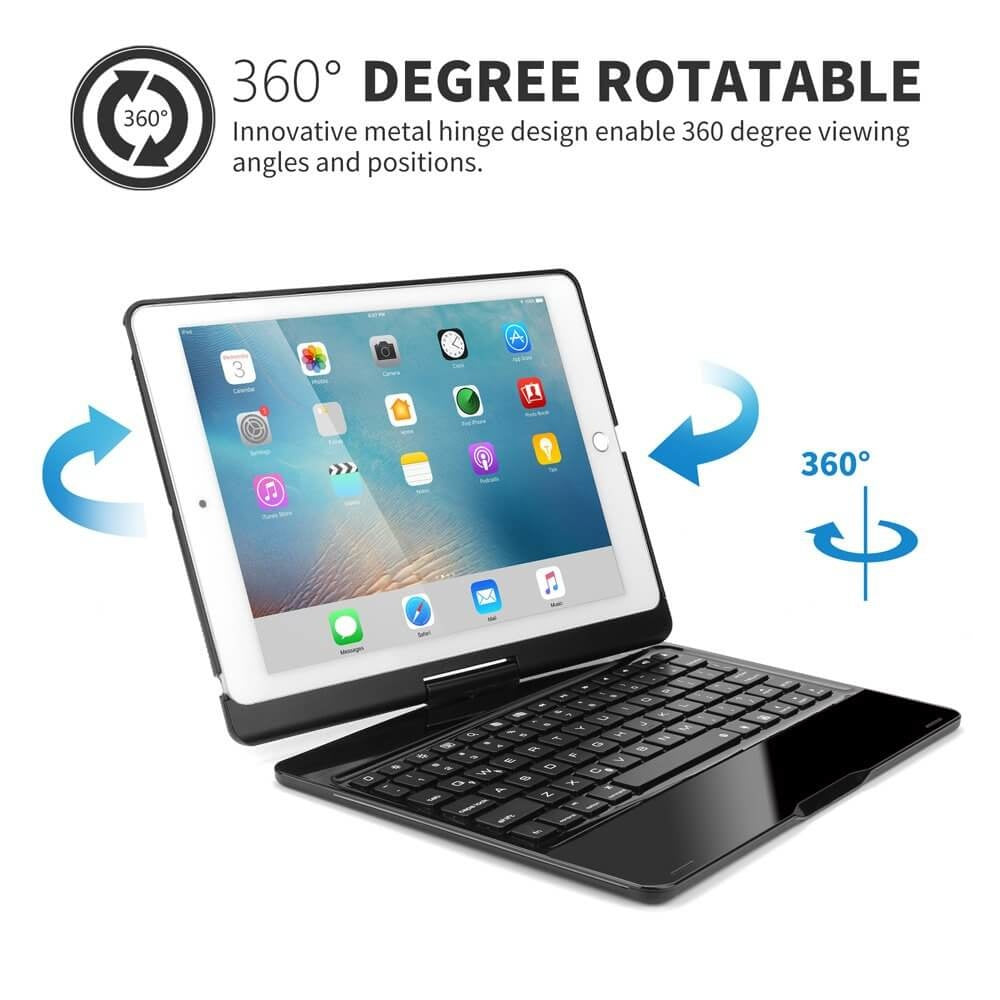 iPad 10.2-inch (2020/2021) Toetsenbord Case Draaibaar Zwart