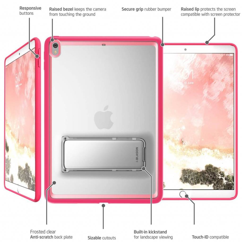 iPad hoes Air 2019 Stand Case halo frost roze