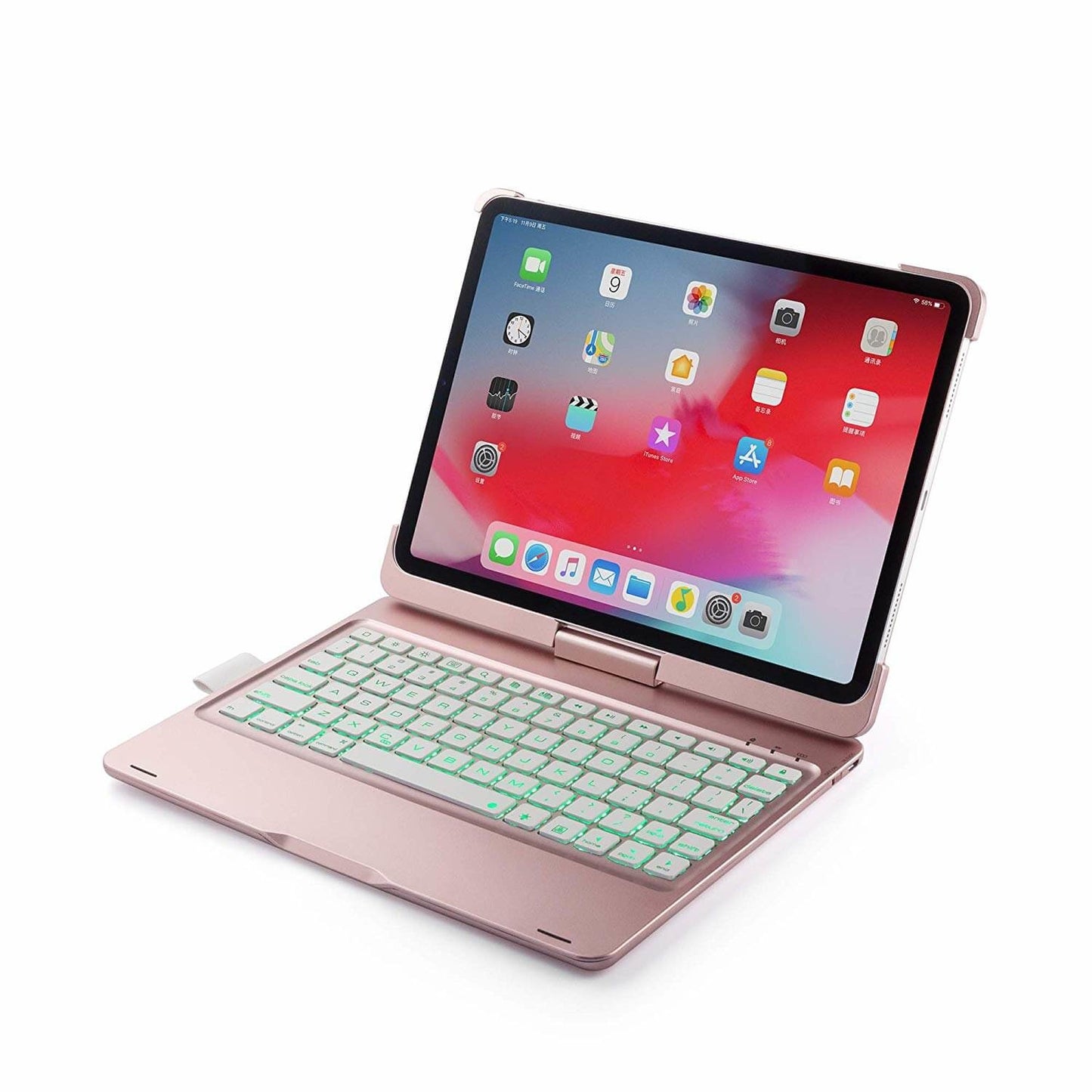 iPad Pro 11 toetsenbord draaibare case roze