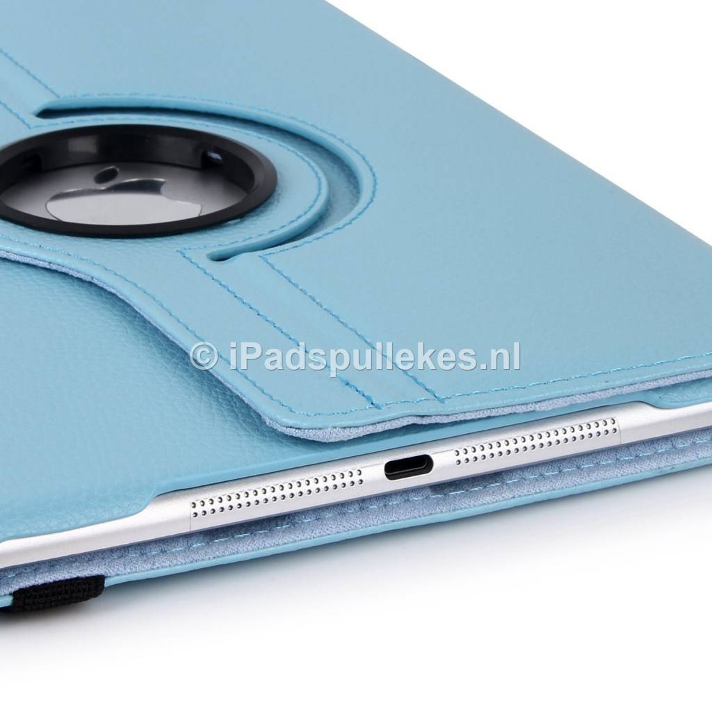 iPad 2017 hoes 360 graden licht blauw leer