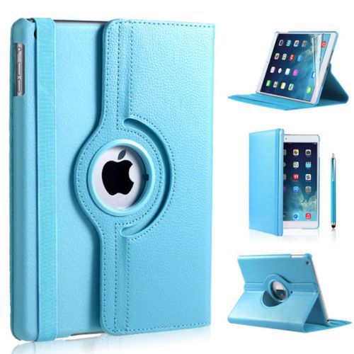 iPad 2017 hoes 360 graden licht blauw leer