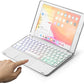 iPad 2018 toetsenbord hoes zilver met touchpad, muis en bluetooth