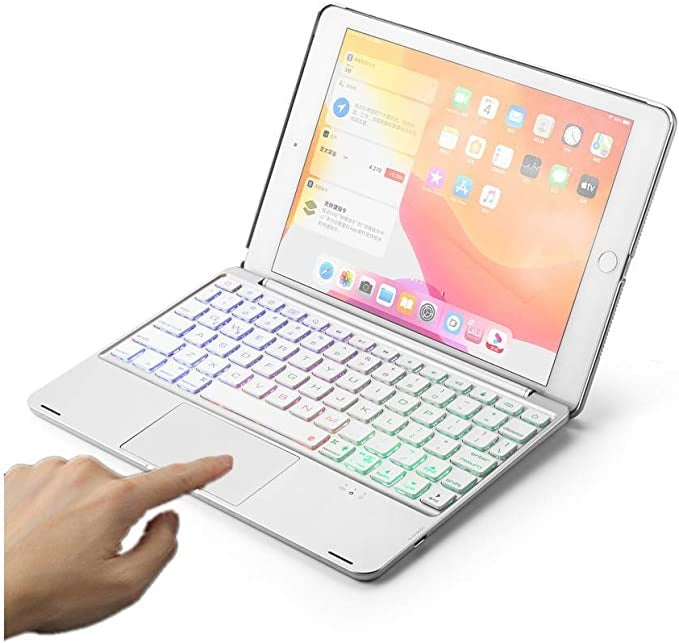 iPad 2018 toetsenbord hoes zilver met touchpad, muis en bluetooth