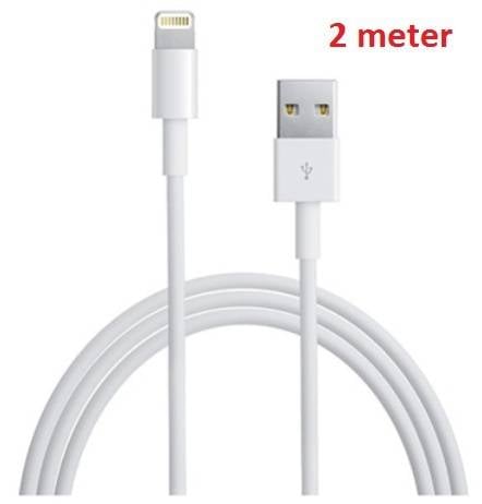 Oplader met Lightning kabel 2 meter (iPhone, iPad 2017/2018, 2019/2020/2021 10.2, Pro 9.7/10.5, 12.9 (2015/2017), Air 1/2, Mini 1-5)