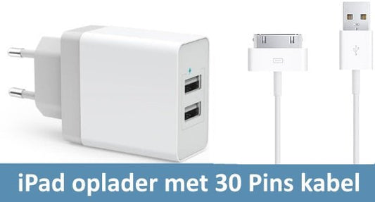 Oplader met 30-pins kabel (iPad 1, 2, 3) (grote aansluiting)