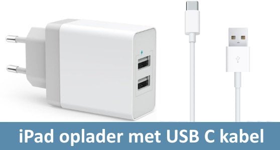 Oplader met USB C kabel (iPad Air 2020/2022, Pro 11, Pro 12,9 (2018, 2020, 2021, 2022)