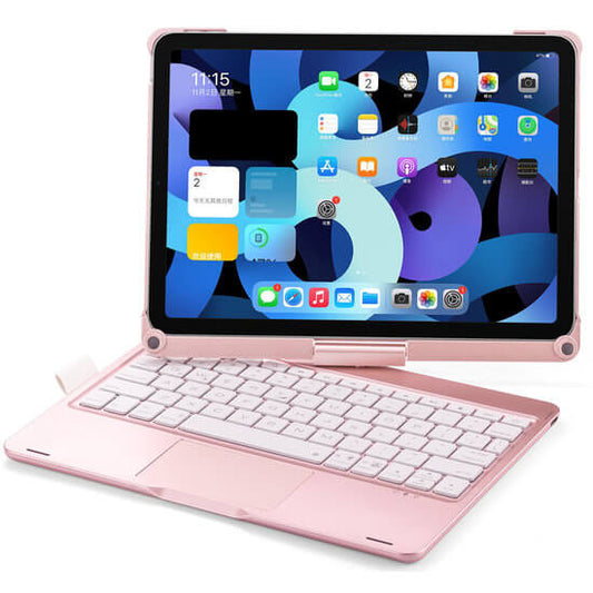 iPad Pro 13 Inch (2024) Toetsenbord Case Rosé Goud 360 Graden Draaibaar Met Touchpad  Muis