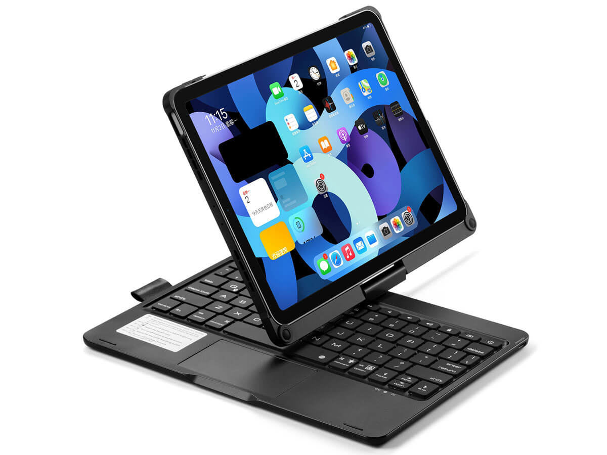 iPad Pro 11 inch 2020/2021/2022 Toetsenbord Case Zwart 360 graden draaibaar met Touchpad  Muis