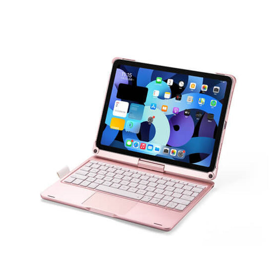 iPad Pro 13 Inch (2024) Toetsenbord Case Rosé Goud 360 Graden Draaibaar Met Touchpad  Muis