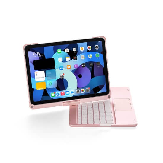 iPad Air 10.9 inch 2020/2022 Toetsenbord Case Rosé Goud 360 graden draaibaar met Touchpad  Muis