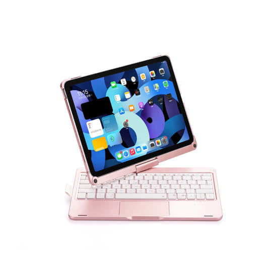 iPad Pro 11 Inch (2024) Toetsenbord Case Rosé Goud 360 graden draaibaar met Touchpad Muis