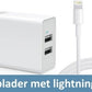 Oplader met Lightning kabel 2 meter (iPhone, iPad 2017/2018, 2019/2020/2021 10.2, Pro 9.7/10.5, 12.9 (2015/2017), Air 1/2, Mini 1-5)