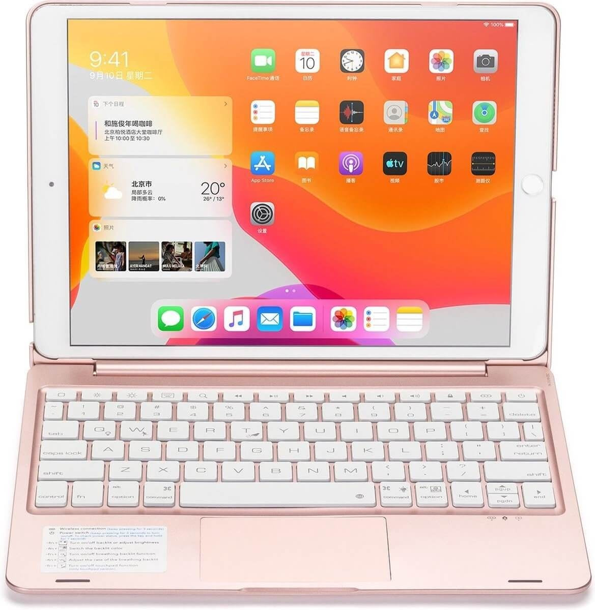 iPad 2019 10.2 Toetsenbord Hoes roze